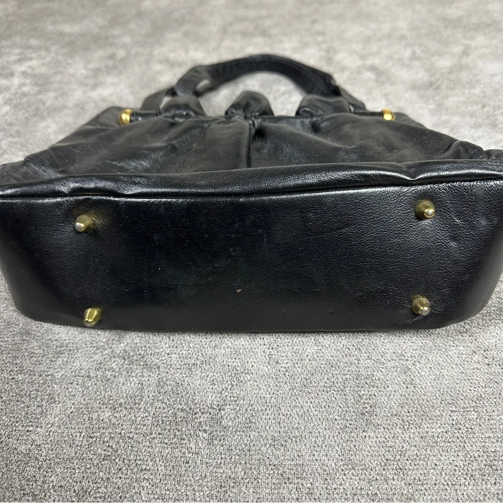 VINTAGE Black Leather Handbag - Image 4