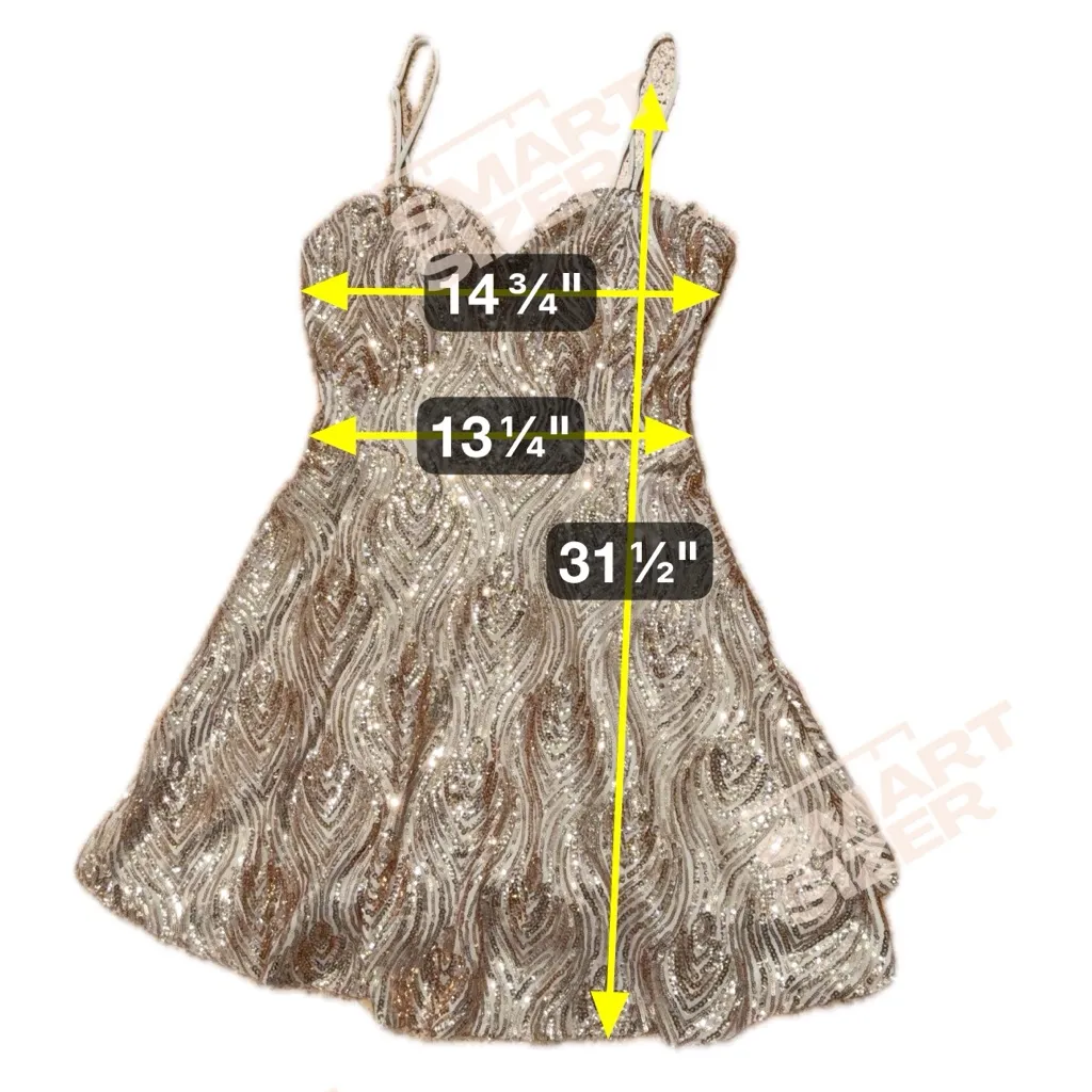 Windsor Sequin Shine Mini Champagne Dress Large - Image 9