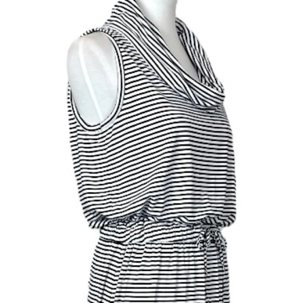 Chico’s Maxi Lydia Dress Zenergy Cowl Neck White Black Stripe Size 1 Women Small - Image 6