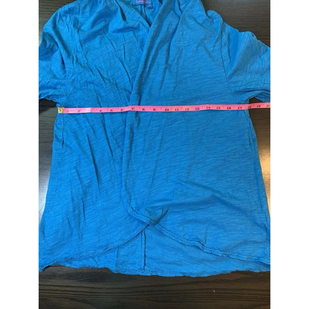 Fresh Produce Cardigan Sweater Large Beachy Coastal Grandma Lightweight Blue - Image 6