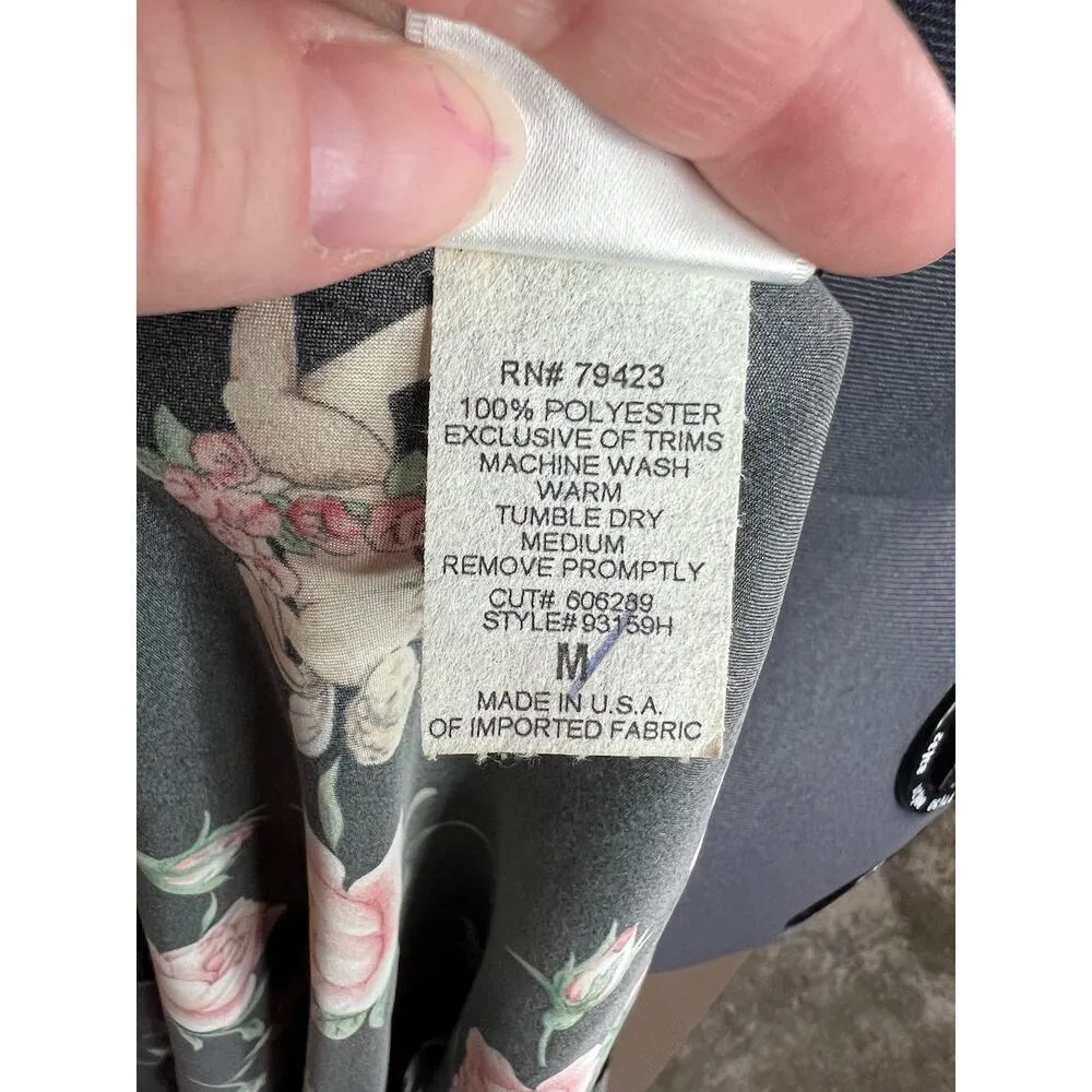 negligee nightgown satin floral roses cupid black pink green Size M - Image 8