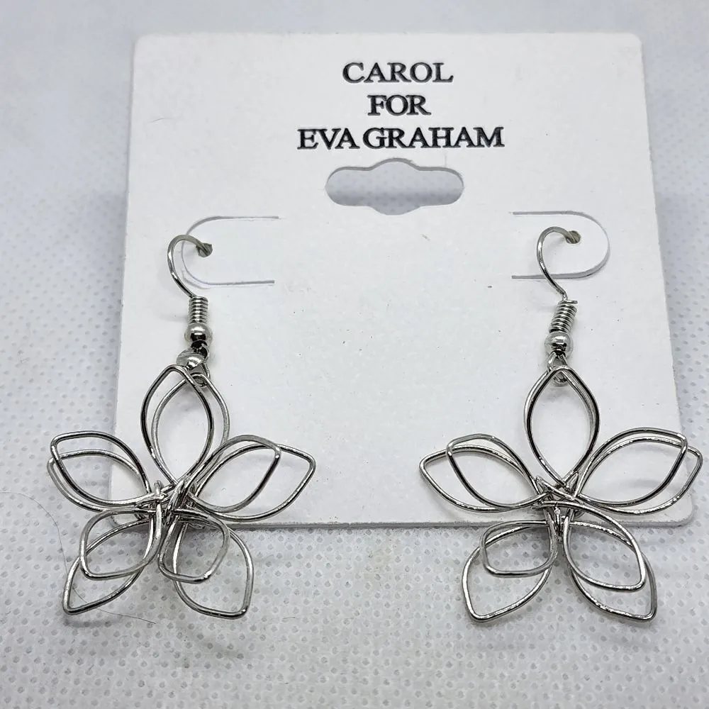 Carol for Eva Graham Silver Dangling Flower Earrings Silver - Image 4