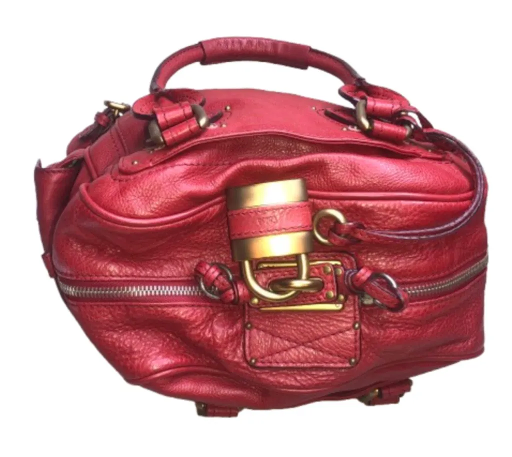 CHLOE Paddington Red Leather Large Bag Comes with: Padlock, Key, COA, Dustbag - Image 1