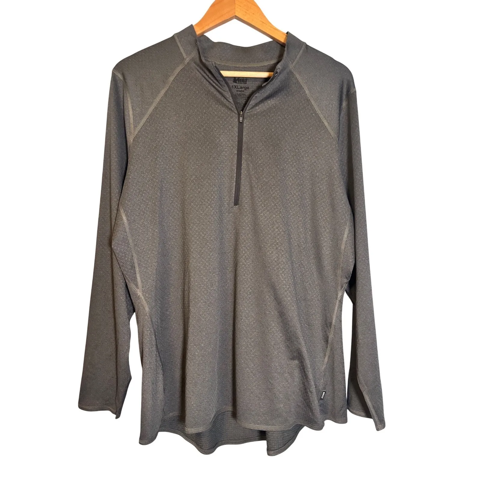 REI Womens Gray Long Sleeve Quarter Zip Pullover Size 1X Outdoor Athletic Hiking - Image 2