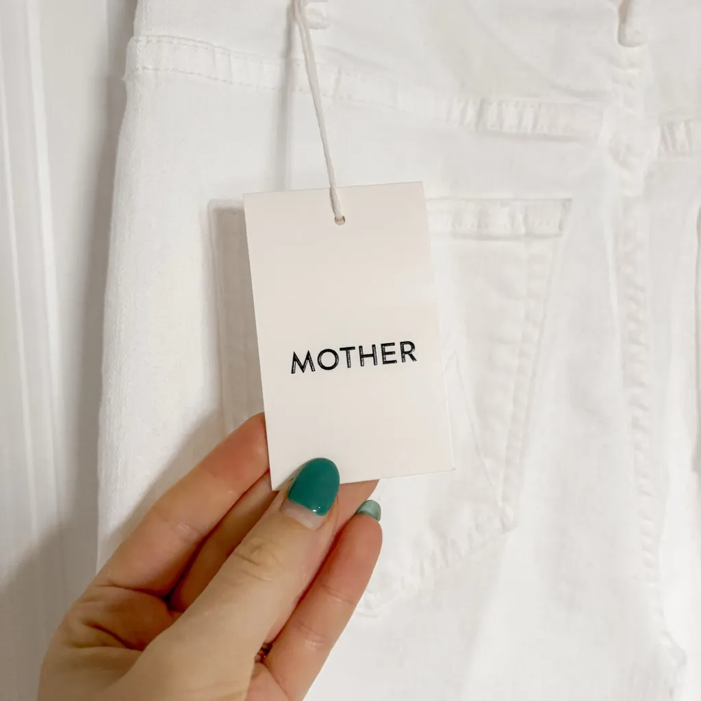 NEW Mother The Hustler Ankle Fray Jeans Fairest of Them All White Size 28 - Image 7