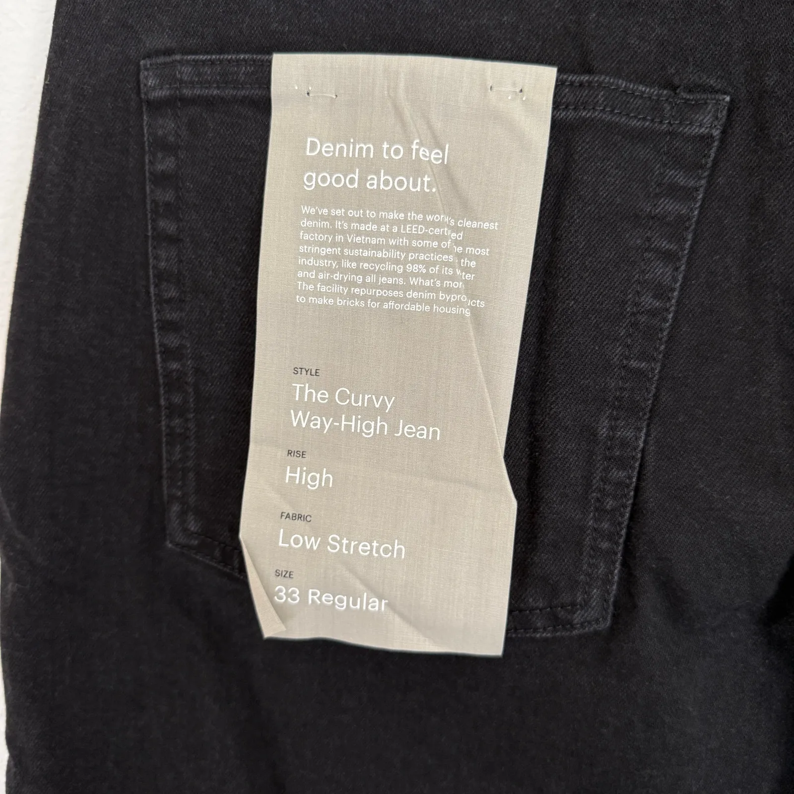 NWT Everlane Sz 33 The Curvy Way High Straight Jean Coal Black Organic Cotton - Image 7