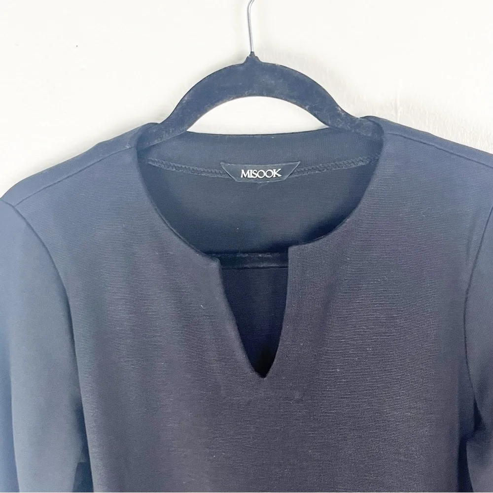 MISOOK Classic Black 3/4 Sleeves Beaded Hemline Blouse, Size Medium - Image 6