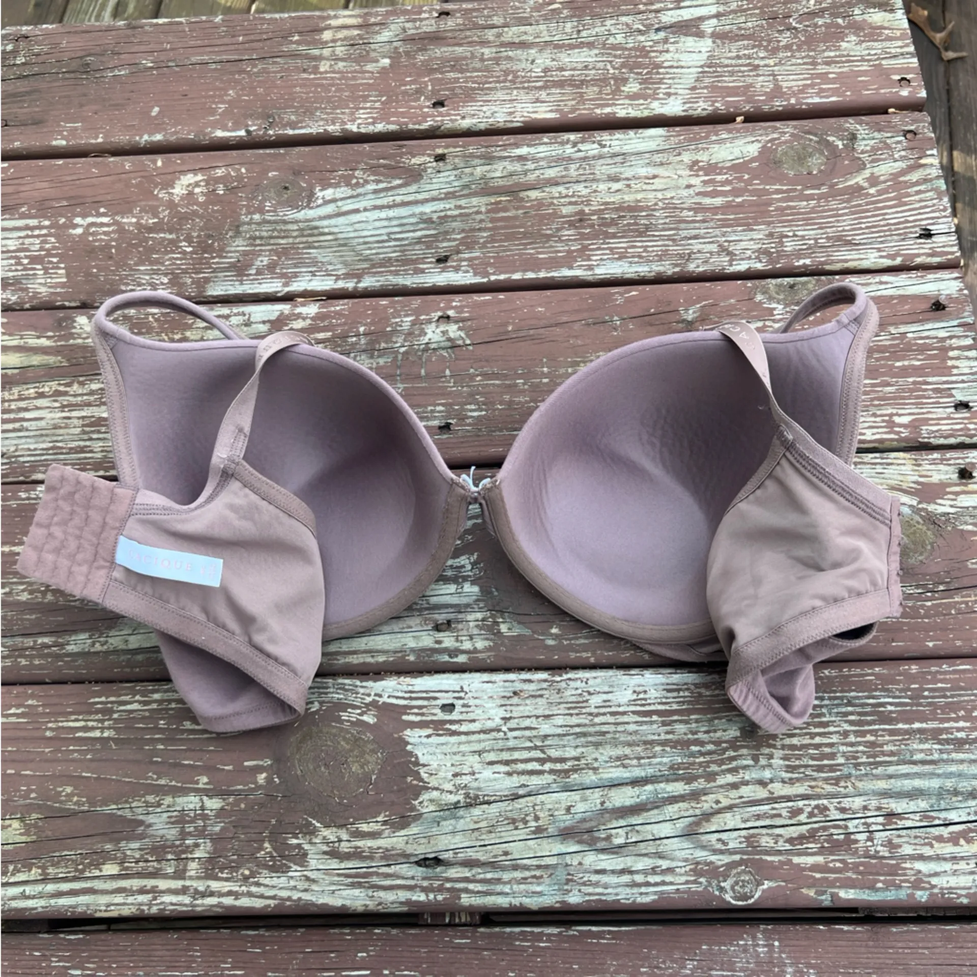 Cacique Women’s Boost Plunge Underwire Coverage Neutral Minimalist Bra|Size:48C - Image 8