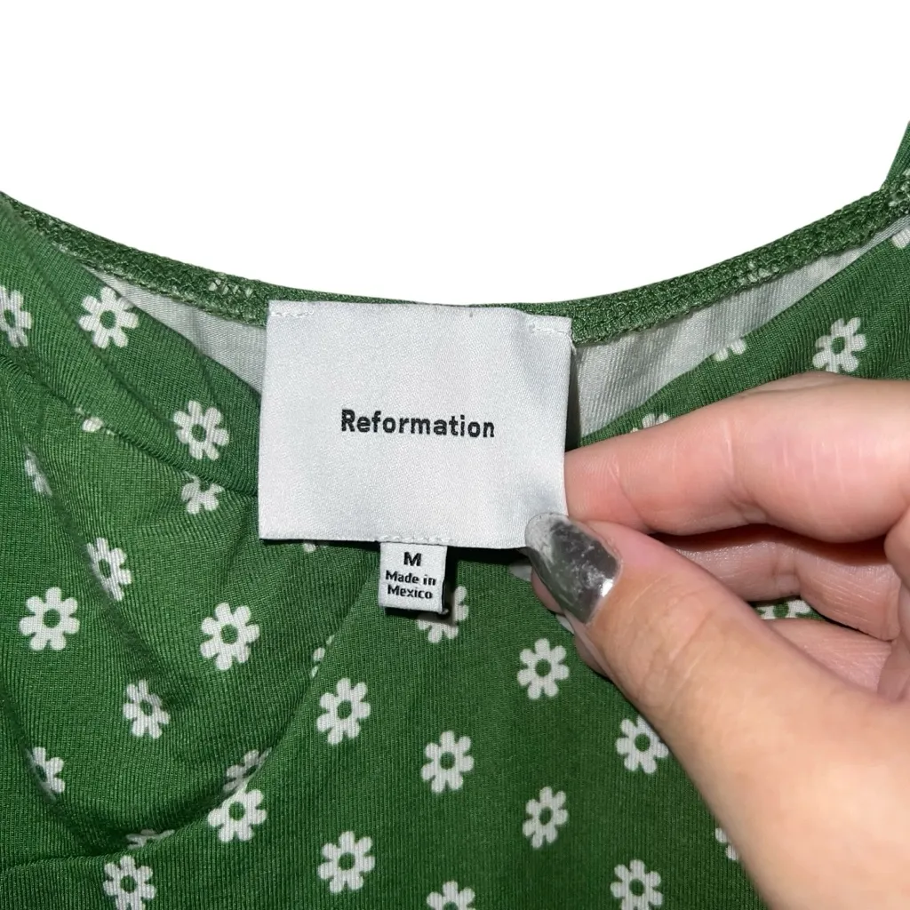 Reformation Beyonca Knit Midi Dress In Hannah Green Floral Print - Image 7