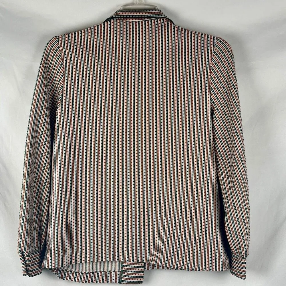 Femme of Dallas Western Boho Long Sleeve Button Down Geometric Top Green Size L - Image 2