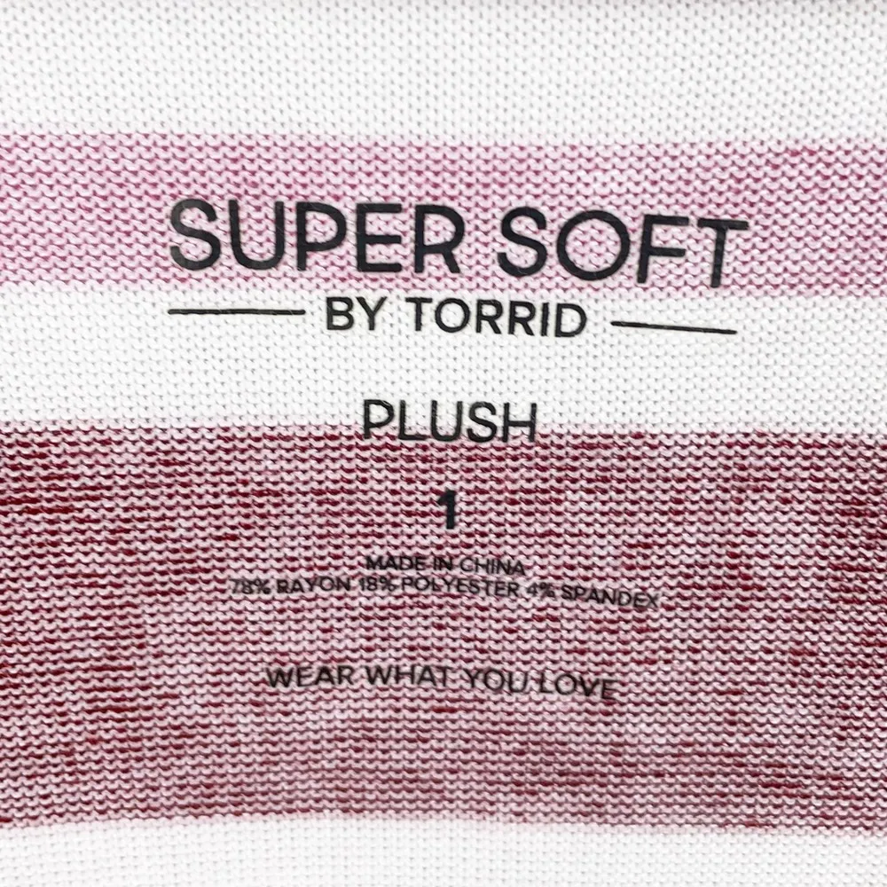 NEW Torrid Relaxed Fit Super Soft Plush V-neck Drop Shoulder Top Pink Stripe 1X - Image 7