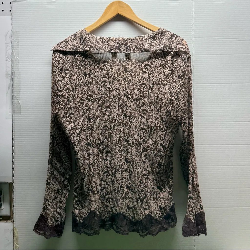 Apt. 9 Y2K Style Sheer Flowy Paisley Laced Blouse - Image 5
