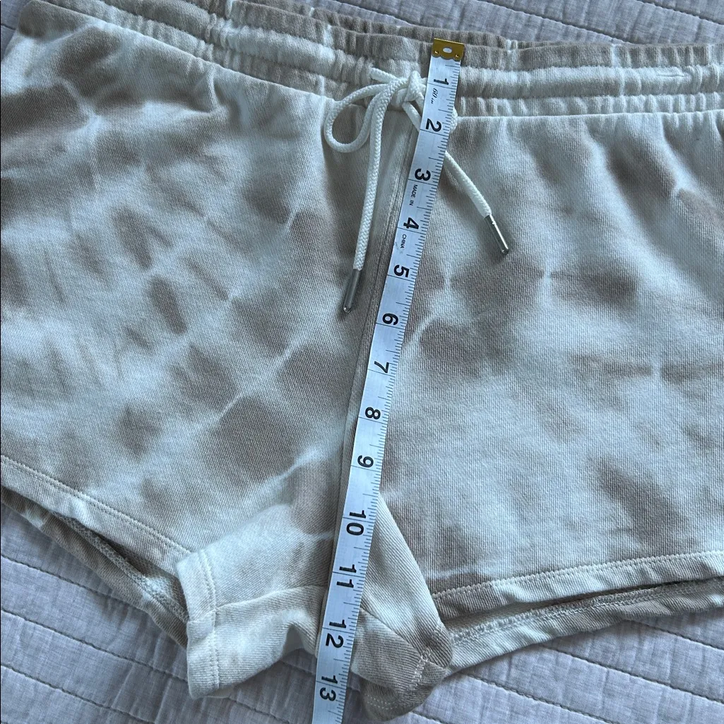 Z supply SADIE SPIRAL TIE-DYE comfy 100% cotton pull on beige lounge shorts L - Image 9