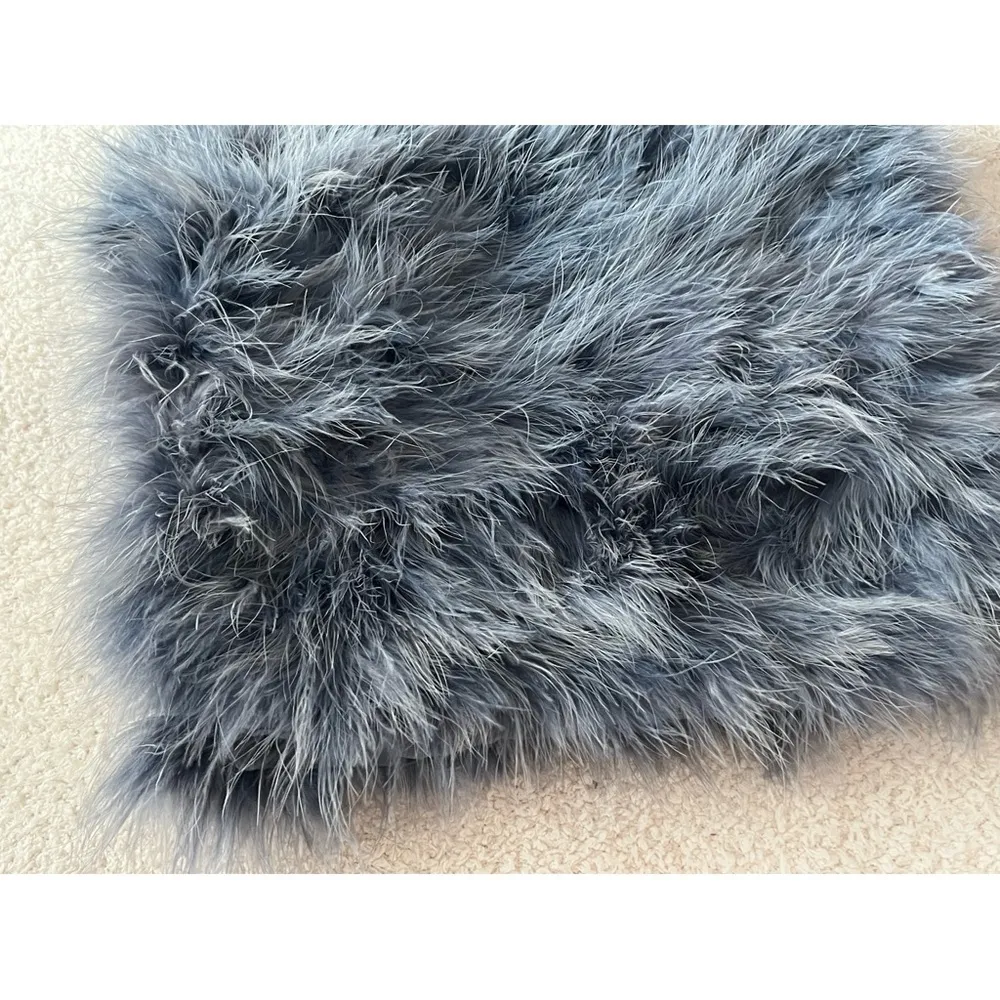 Topshop Boutique Pebble Blue Grey Genuine Feather Neck Warmer Scarf One Size - Image 4