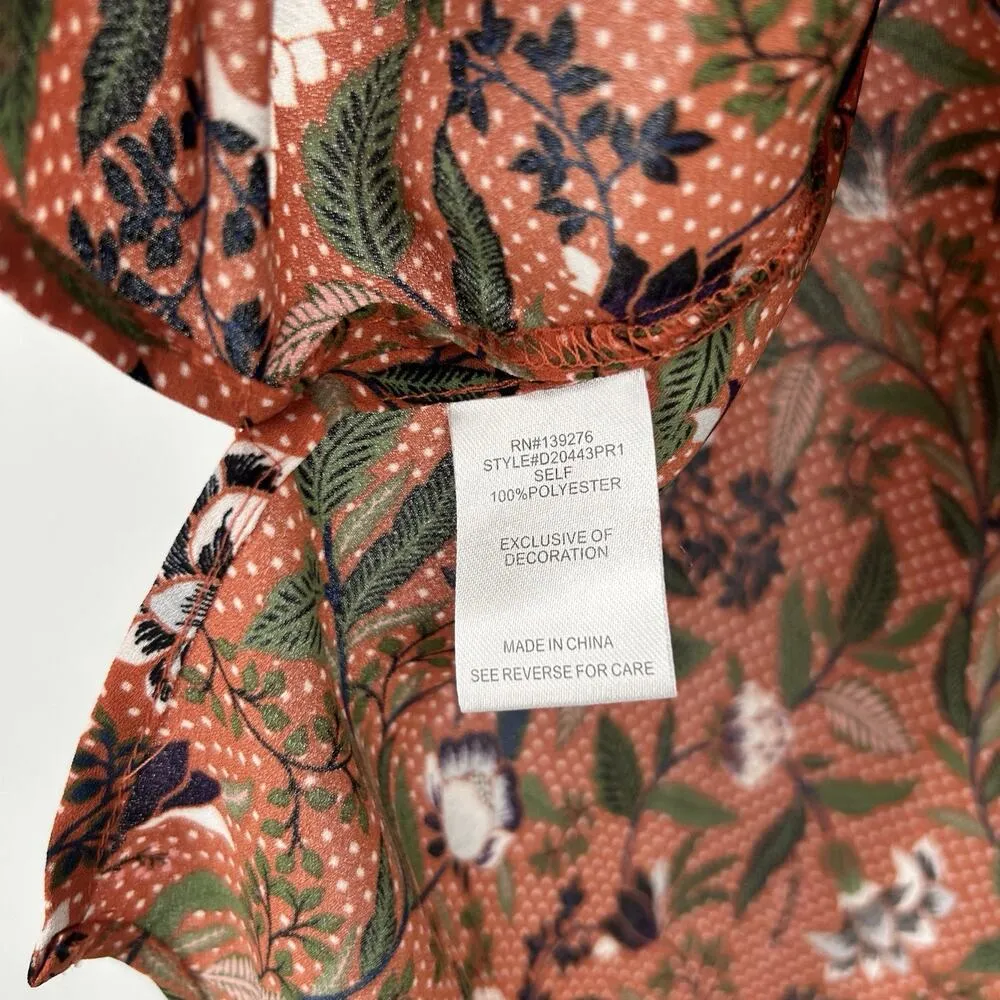 Daniel Rainn Boho Floral Tank Top Blouse Brown Pleated Sleeveless Whimsy Size S - Image 8