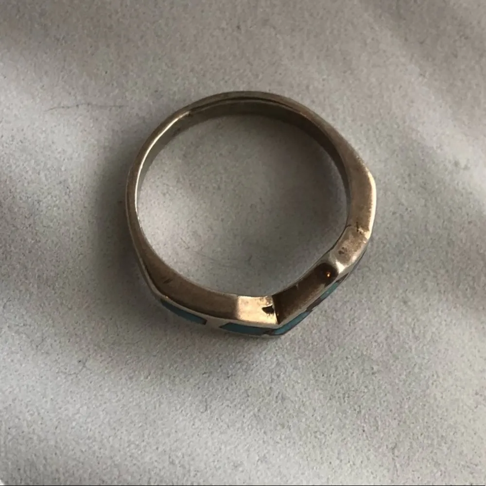 Tile Opal Sterling Silver Zig Zag Ring size 9 Blue - Image 2