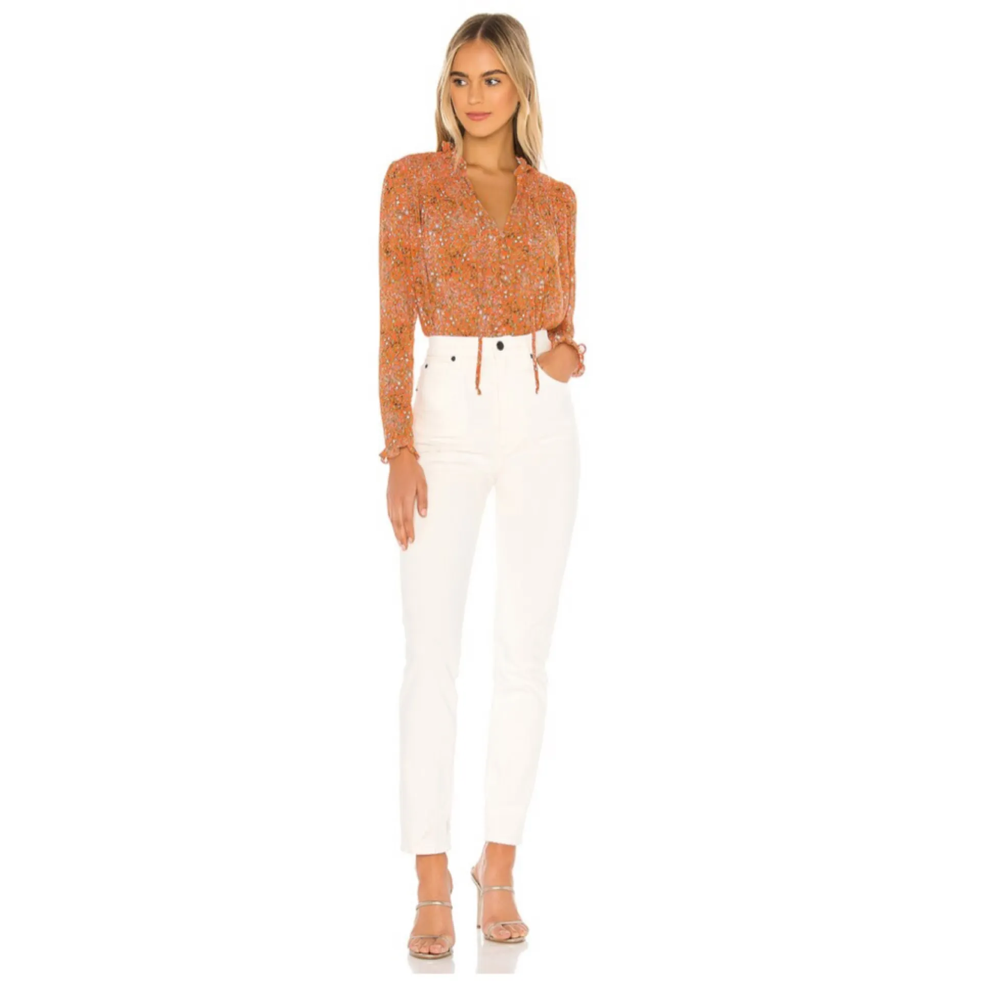 Free People Lela Blouse in Coral Combo - Image 7