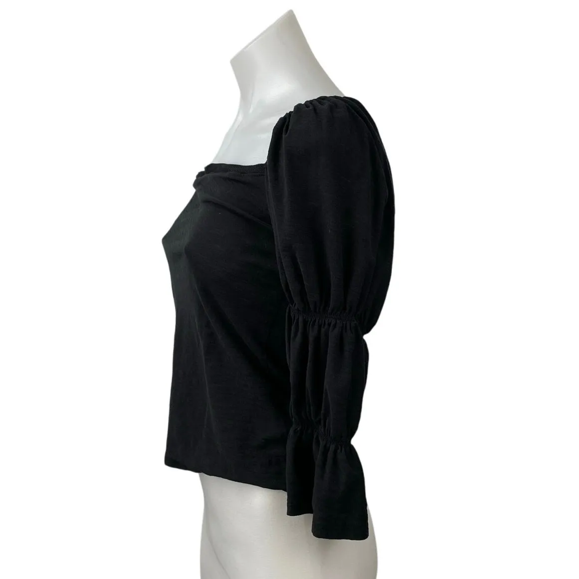 NATION Ltd Women's Black Long Puff Sleeve Tiered Square Neck Blouse Top Size XS - Image 2