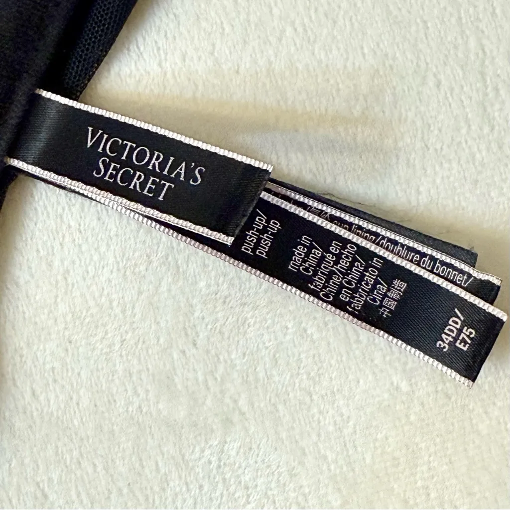 Victoria’s Secret Very Sexy Black Lace Shine Strap Corset Bra Top Size 34DD - Image 12