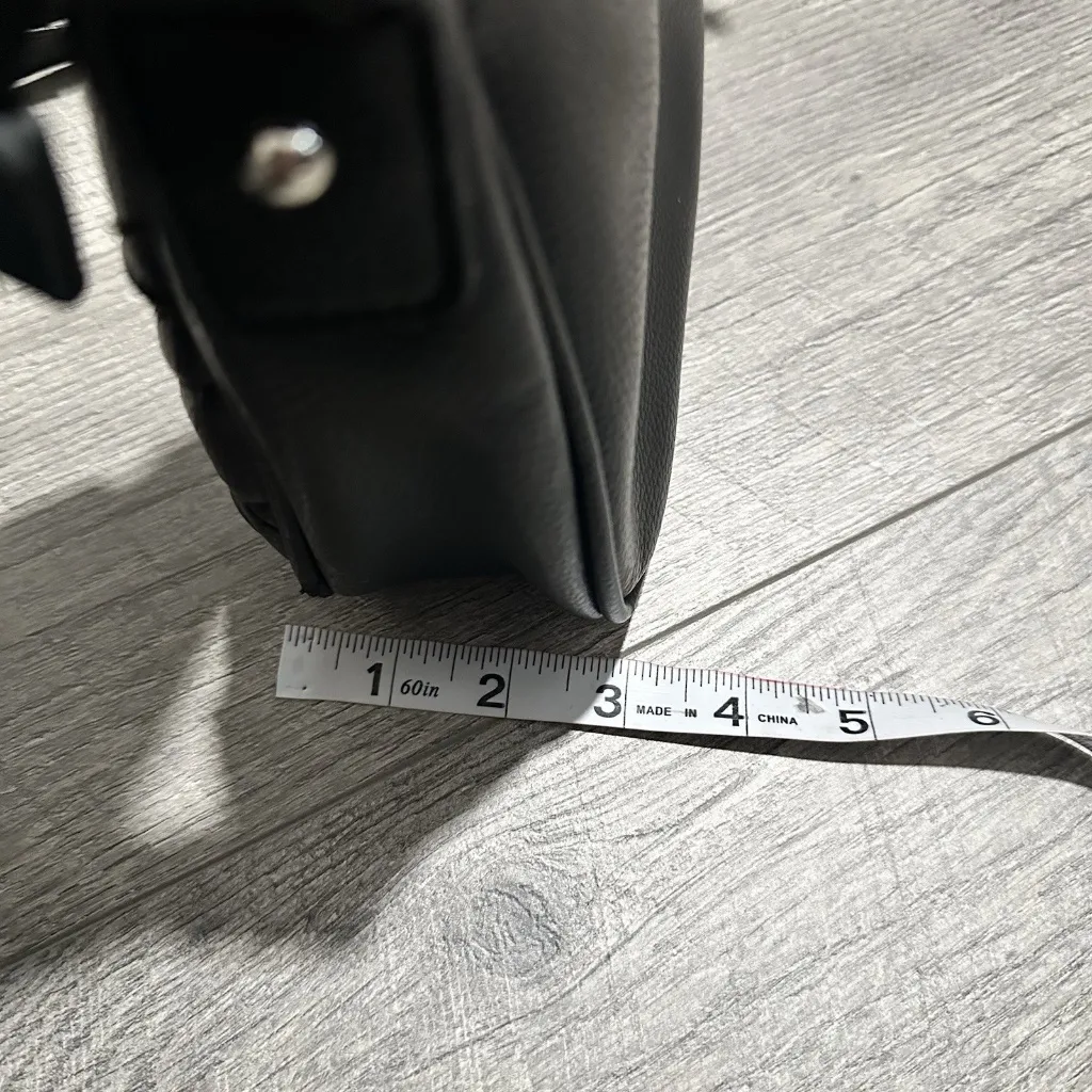 Shoulder Bag Black Pockets Zippers Adjustable Strap Women's Purse Faux Leather - Image 8