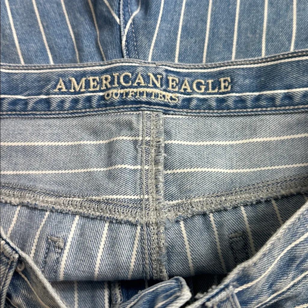 American Eagle Outfitters Blue and White Striped Mom Jeans - Image 4