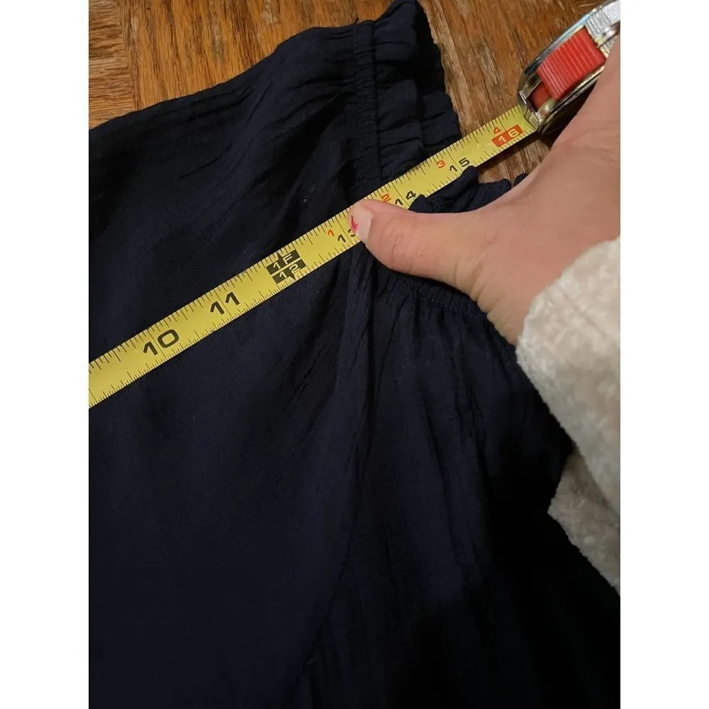 Naif navy blue boho ruffled pullover short sleeve bohemian flowy babydoll dress - Image 7