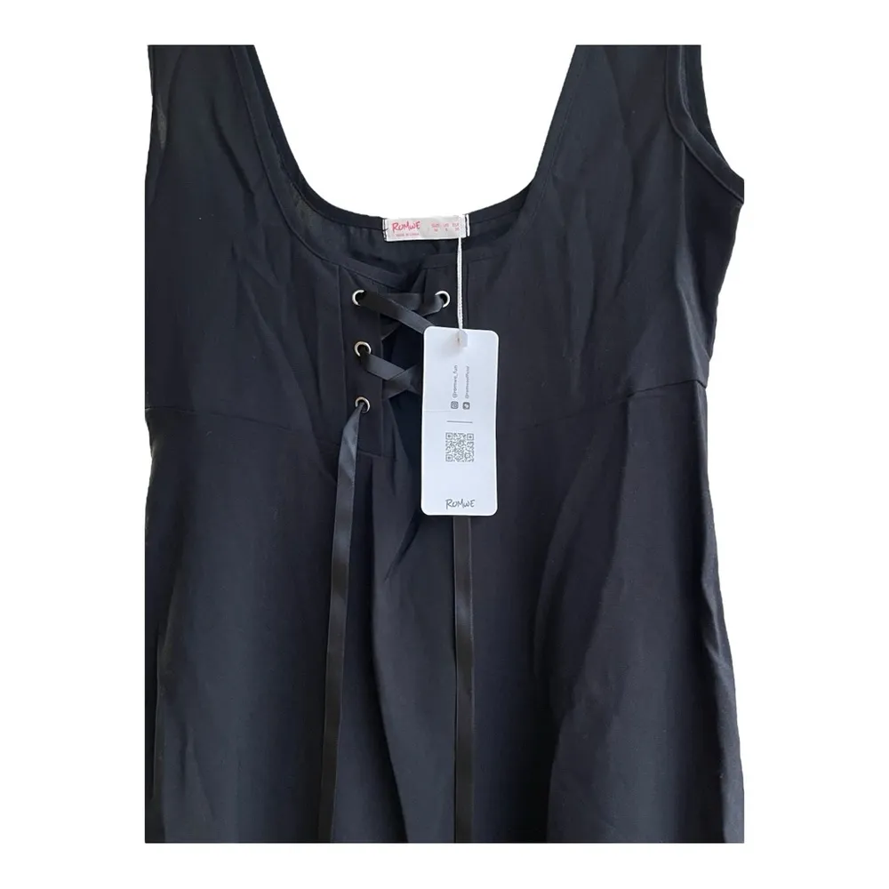 Black Lace-Up Dress - Image 2