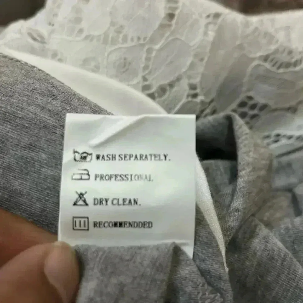 Nora Cora NWT Gray with‎ White Lace Front Knee Length Cotton Blend Dress Medium - Image 7