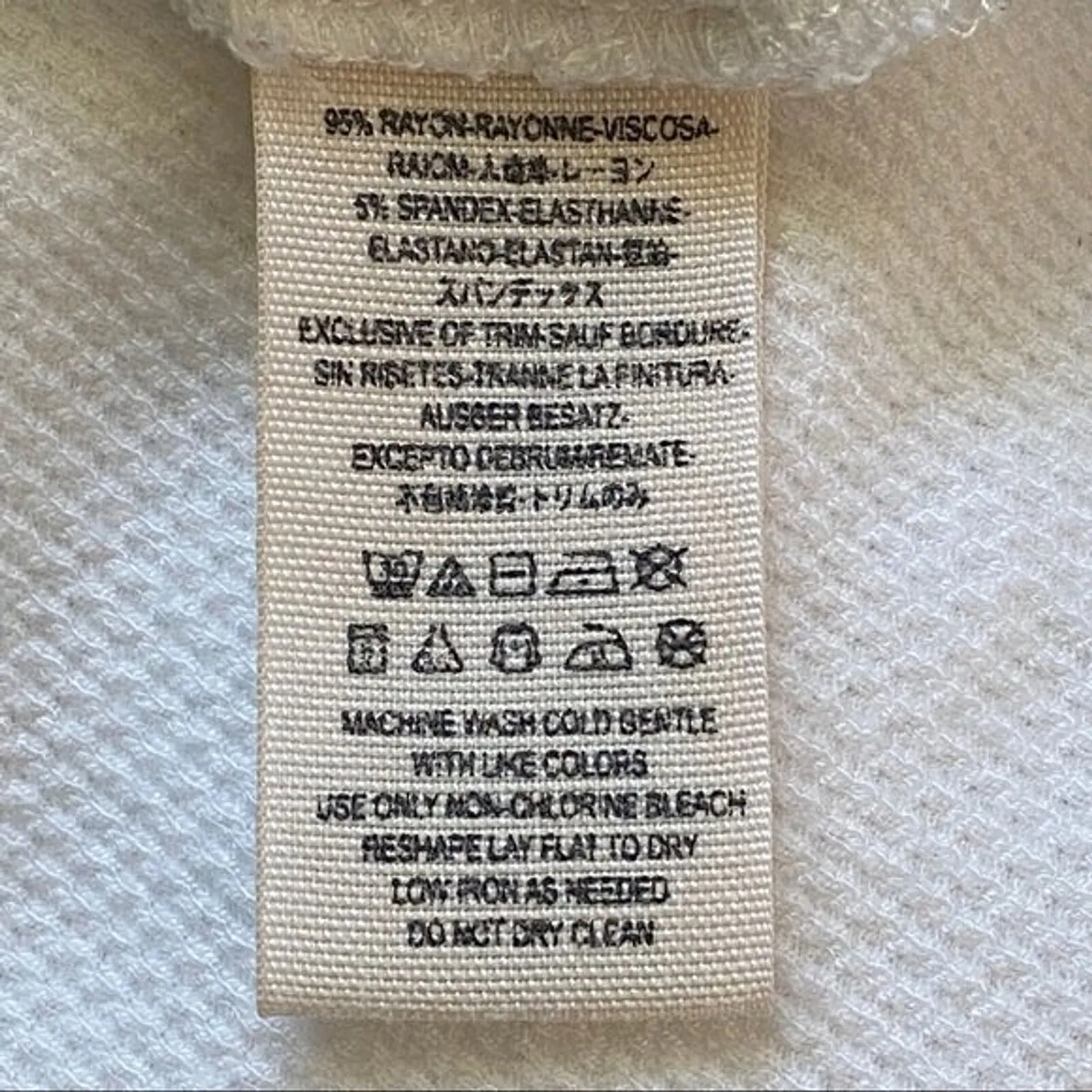 Free People‎ Shirt Womens Small White Scoop Laser Cut Textured Neutral Edgy - Image 8