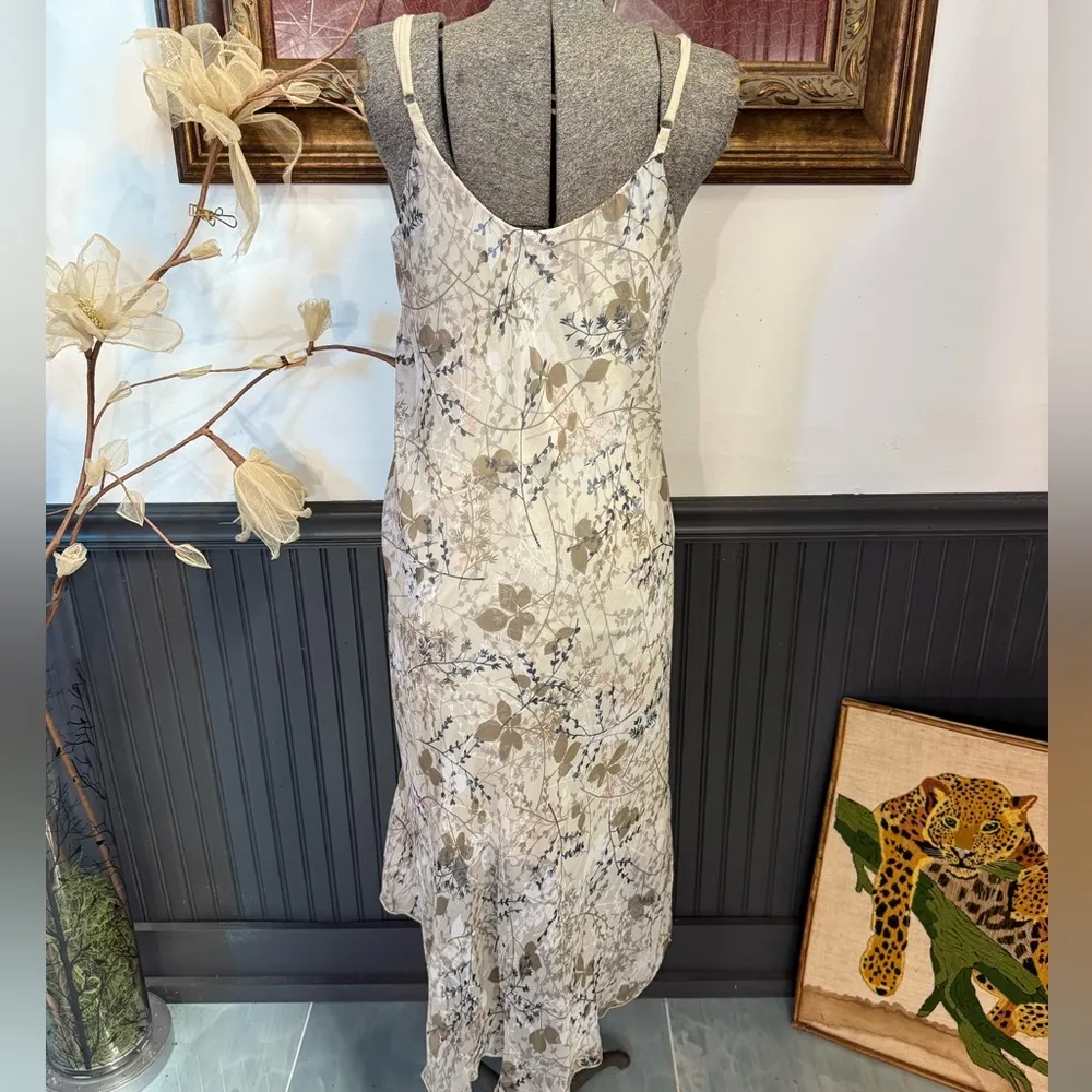 Gigi Moda Made in Italy Silk Blend Floral Flowy Dress ~ Size Medium 💛🍄 White - Image 6