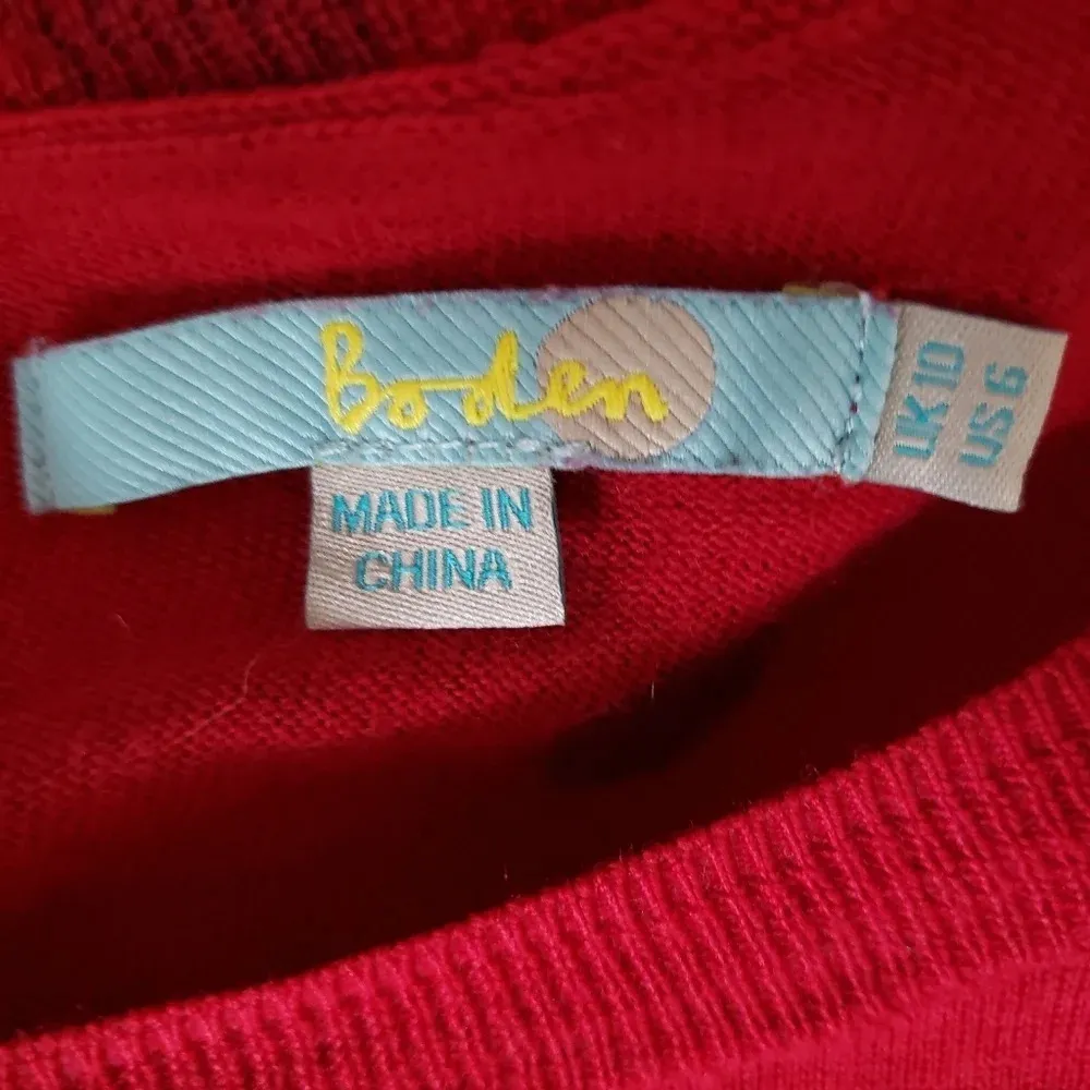 Boden Avery Polka Dot Button Back Sweater Red Size 6 - Image 4