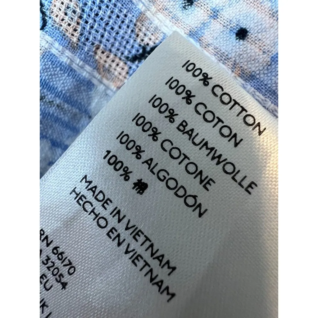 Free‎ People Happy Days Blouse Medium Button front Shirt Floral Cotton Easter - Image 8