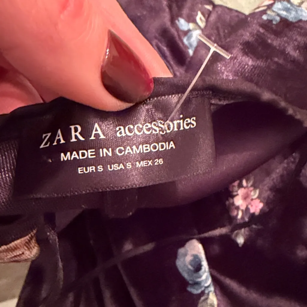 Zara Floral Print Velvet Robe Duster Wrap Tie Maxi Dress size small - Image 8