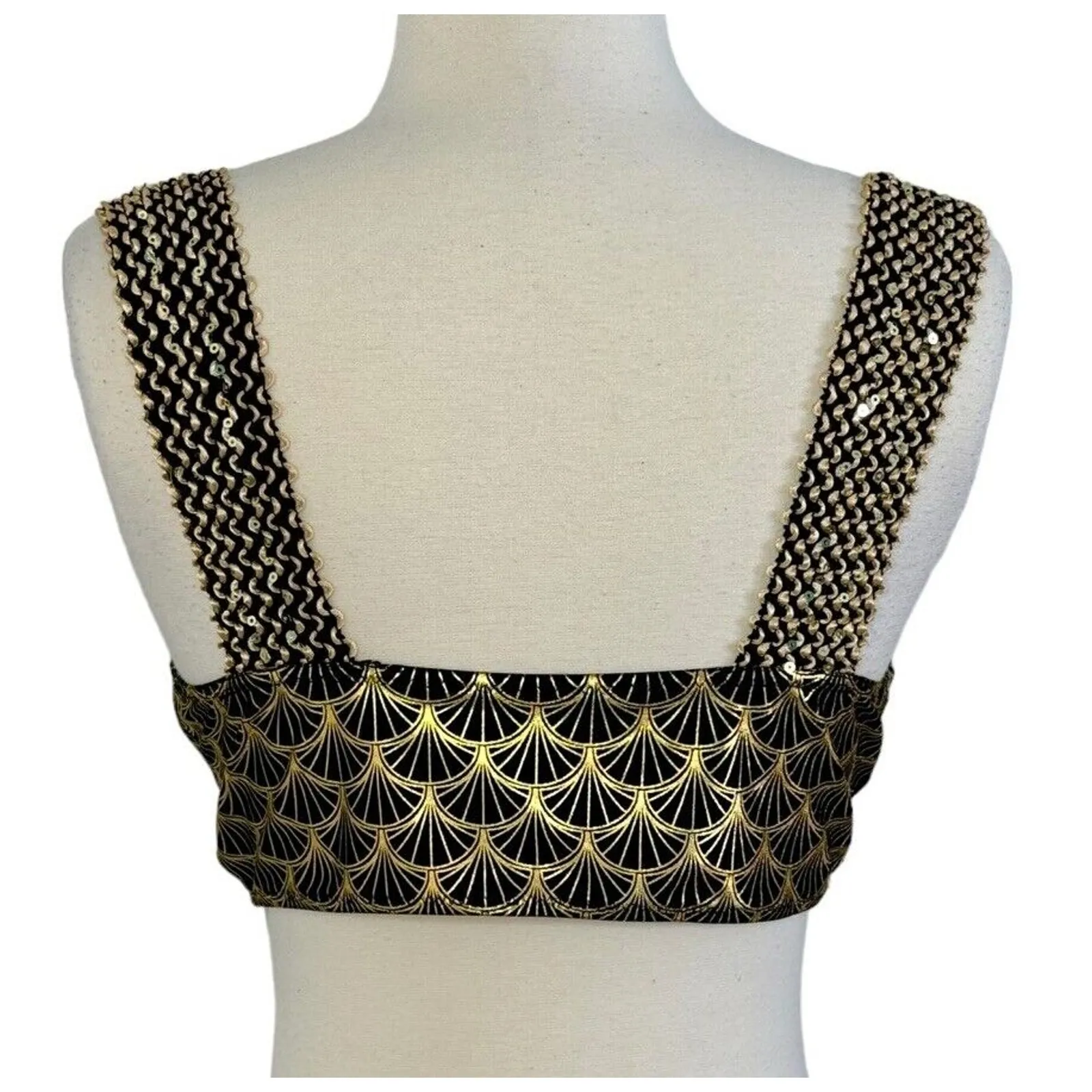 Sirencore Mermaid Metallic Gold Crop Bra Top Festival Cage Club Party Rave Sz M Size M - Image 8