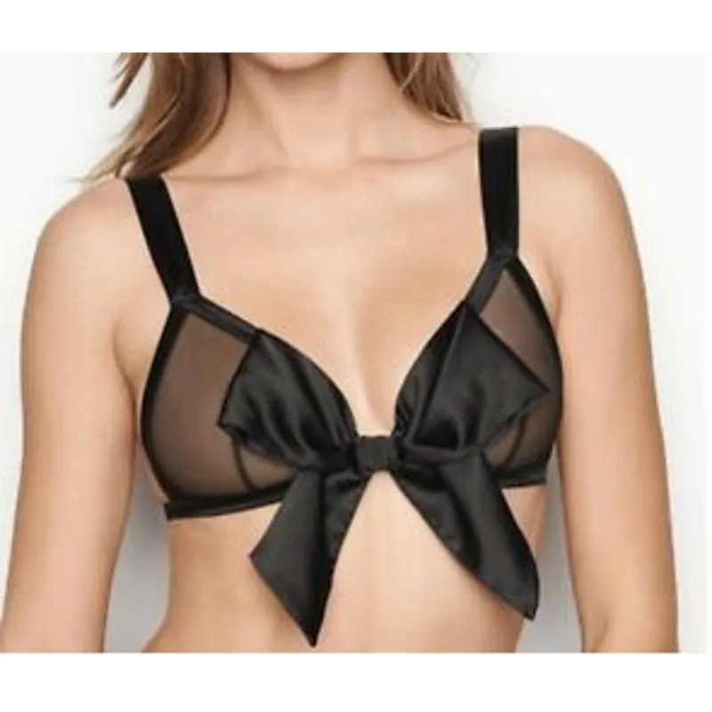 Victoria Secret Very Sexy Big Bow Mesh Bralette Womens Black - Image 10