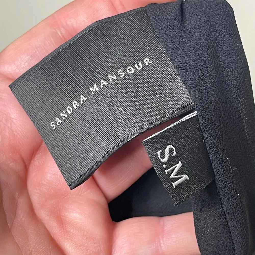 NWT Sandra Mansour jacquard pink roses mini black dress sz 34 US XS - Image 3