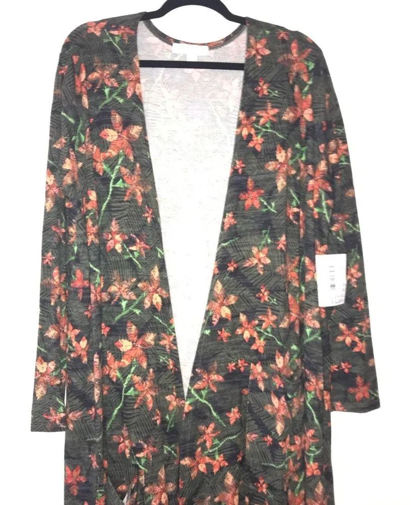 LuLaRoe Sweater Sarah Duster Cardigan Floral & Fauna Pattern Sz XL NWT - Image 3