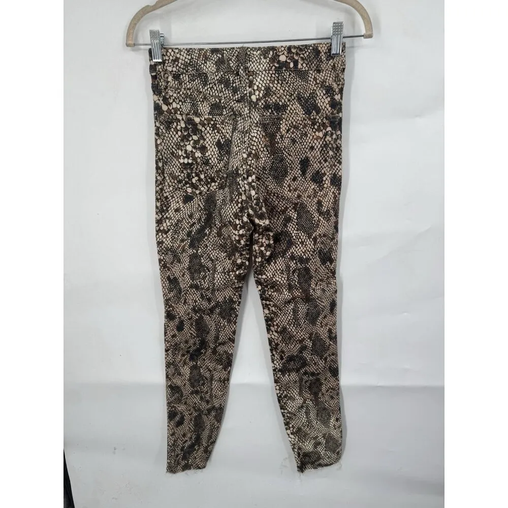 We The Free People Two Tone Shane Print‎ Skinny Jean Women 26 Brown Raw Hem - Image 2