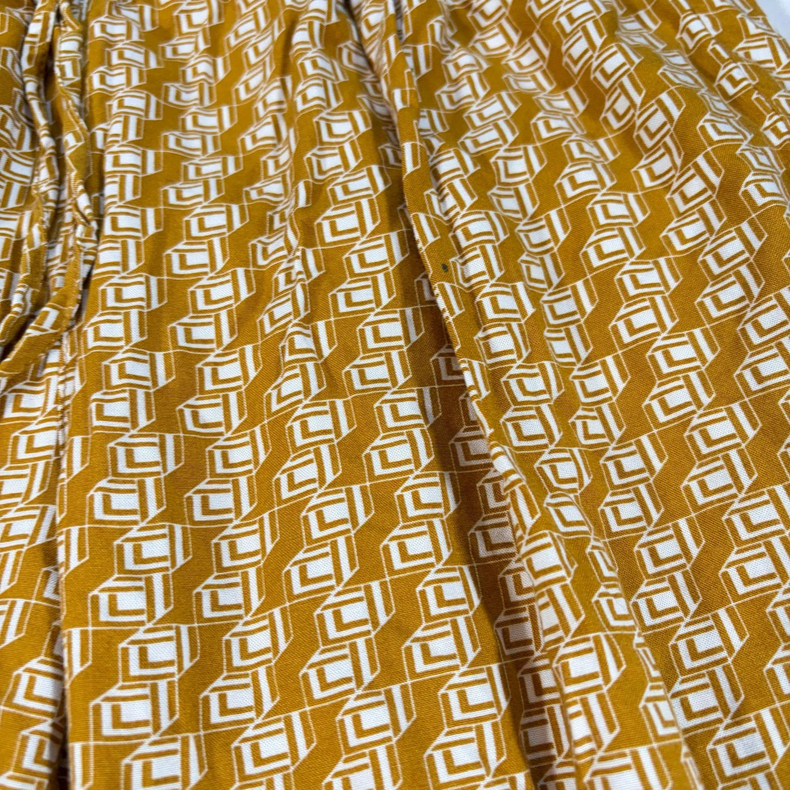United Colors of Benetton geometric print straight leg pants.  Size S.  mustard - Image 4