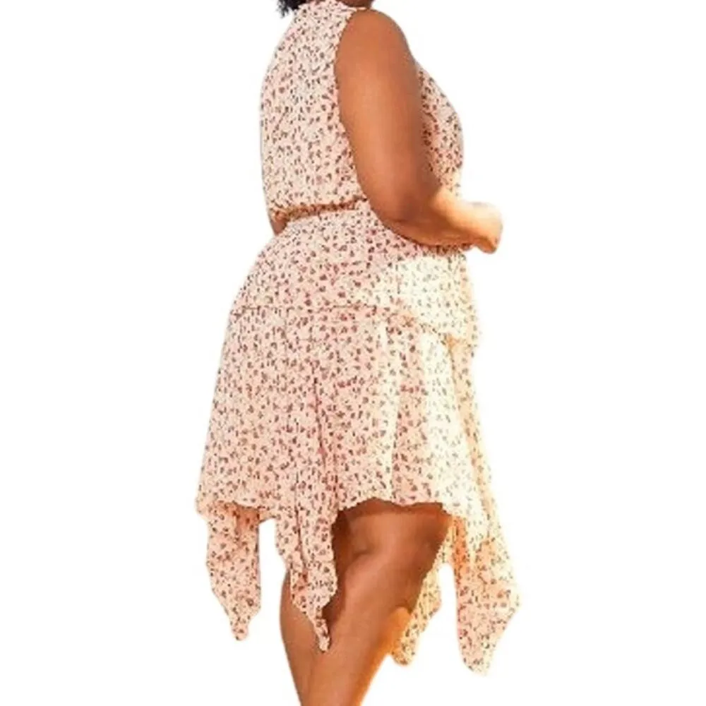 Pleione Midi Dress 2X Pink Floral Sleeveless Tiered Smocked Fairy Boho Whimsy - Image 4