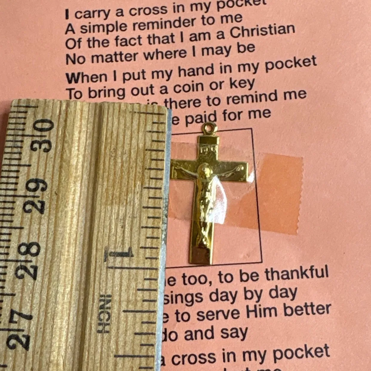 The Cross in‎ My Pocket Christian Poem Card Jesus Crucifix Charm Pendant Gold - Image 2