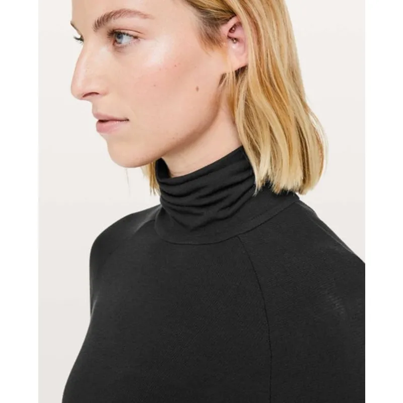 Lululemon Nai Black Long Sleeve Turtleneck Lightweight Bodycon Midi Dress Size 2 - Image 4