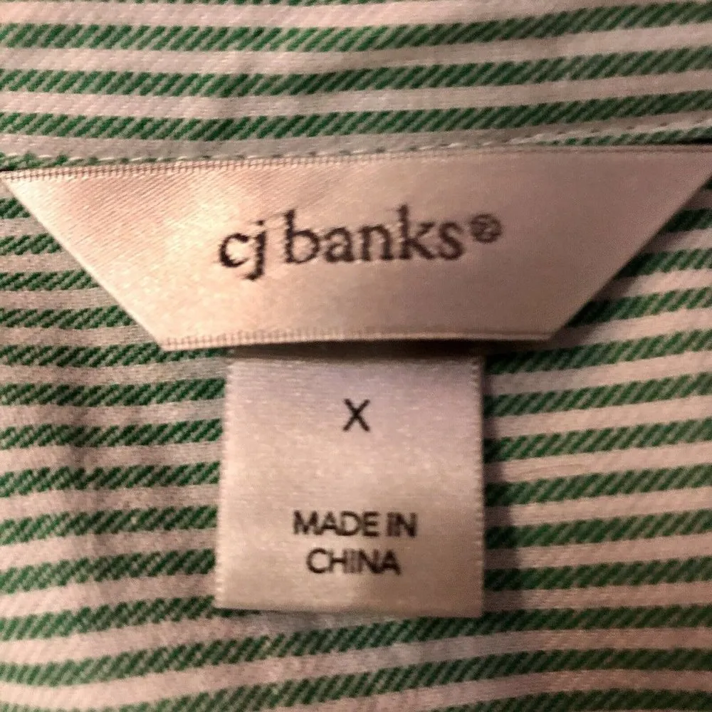 Christopher Banks Blouse Womens X Used Green Striped - Image 8