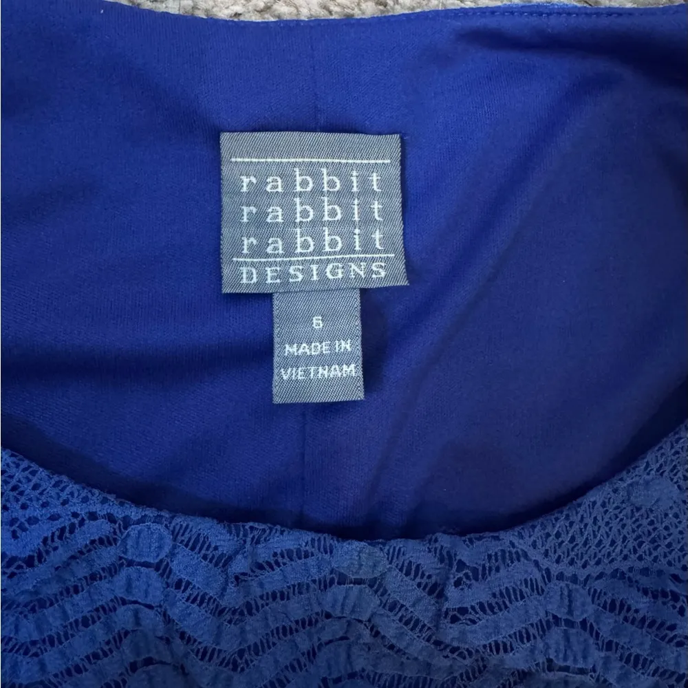 Rabbit Rabbit Rabbit Blue Crochet Lace Fit & Flare Midi Dress 3/4 Sleeve Women 6 - Image 8