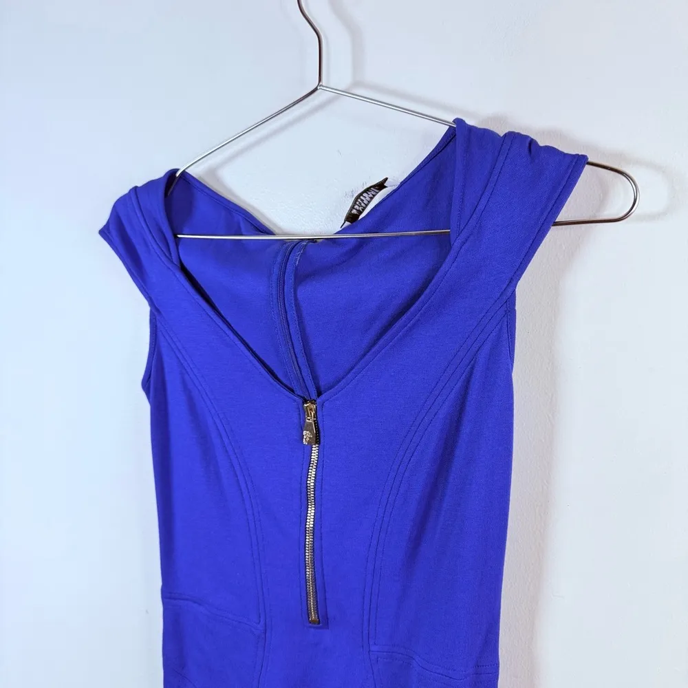 Versace Collection Electric Blue Cap Sleeve Sheath Dress Size 2 - Image 4