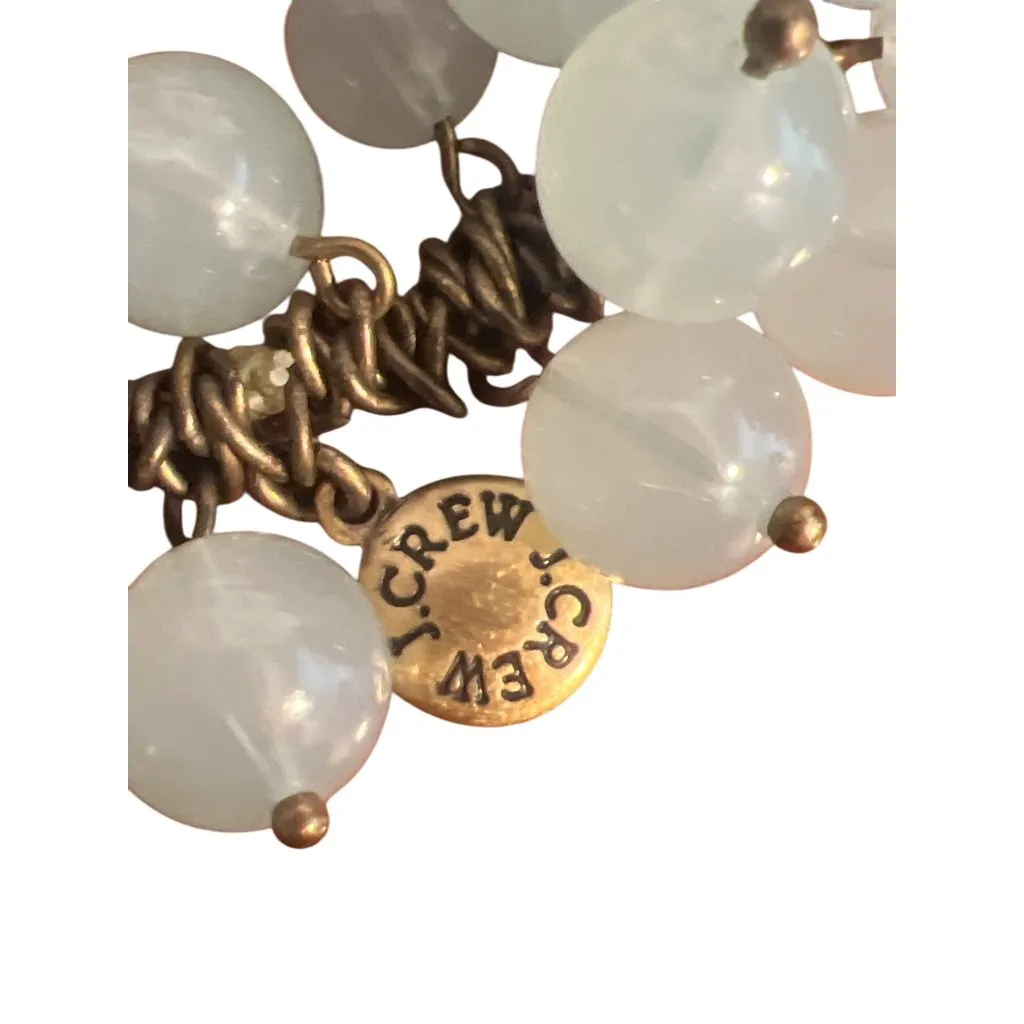 J. Crew Seafoam Green Cha Cha Stretch Bracelet Baubles Brass Tone Signed 6.5" - Image 3