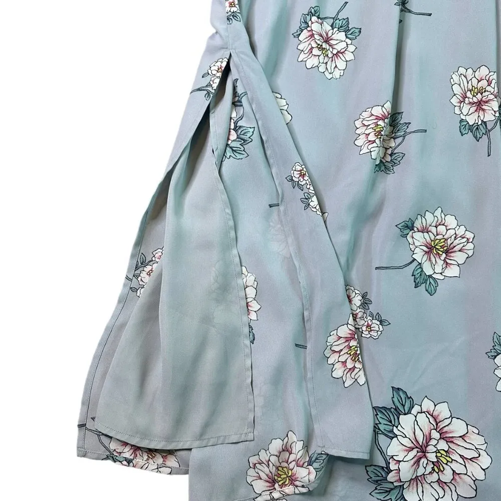 J.O.A. Los Angeles Grey Blue Floral Dress Shift Open Back Lightweight Med NWT - Image 10