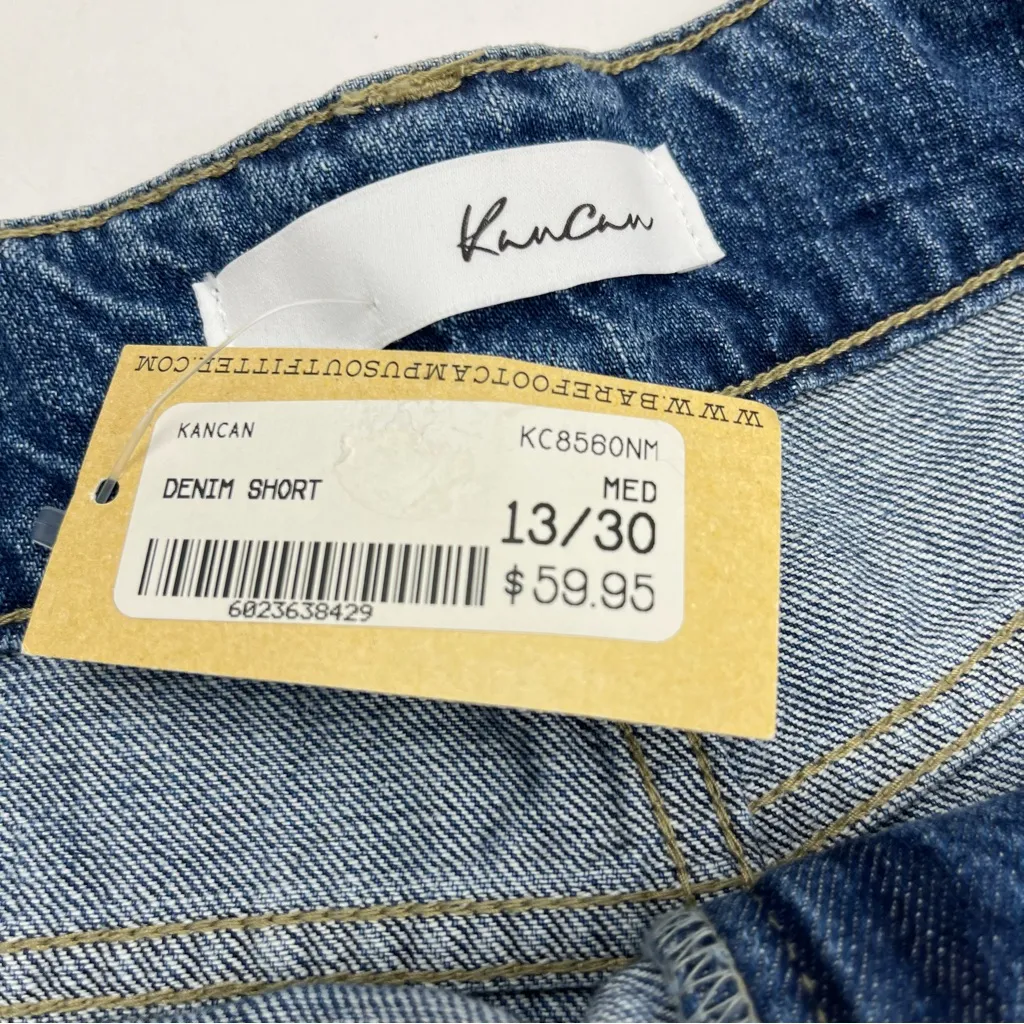 KanCan Mom Denim Jean Short Frayed Cutoff Relaxed Thigh Womens Size 13 / 30 NEW‎ Blue - Image 6