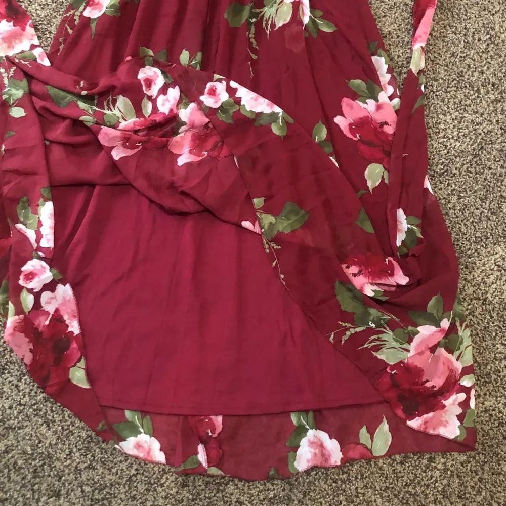 Size Small Maternity Chiffon Maxi Dress Burgundy Floral Ricarica PinkBlush - Image 5