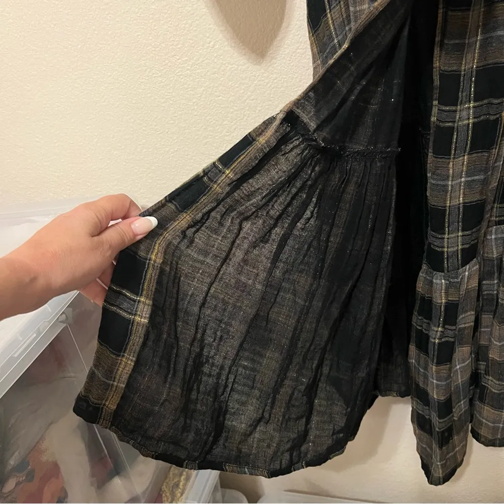 Apiece Apart Plaid Print asymmetric Knee-Length wrap Dress, gauzy cotton, sz 0 - Image 11